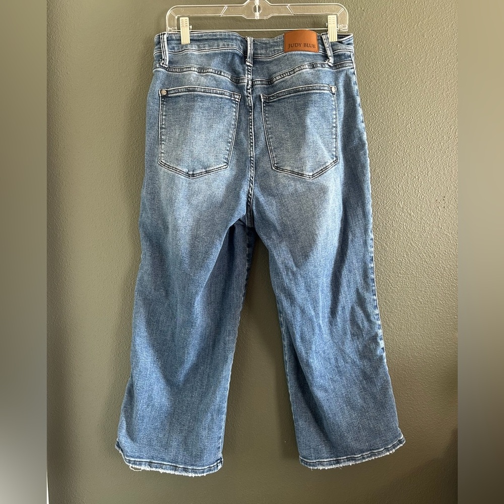 Judy Blue 14W Braided High Rise Crop Wide Leg Jeans Denim - Picture 6 of 8